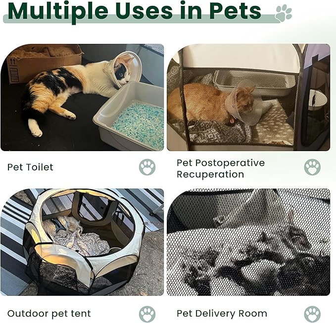 Love's cabin Pet Puppy Dog Playpen, Small Dog Tent Crates Cage Indoor/Outdoor, Portable Playpen for Cat, Foldable Pop Up Dog Kennel Playpen with Carring Case, Removable Zipper Top, Olive Green