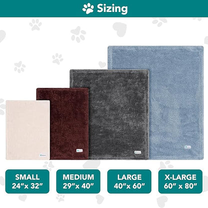 PetAmi Dog Blanket for Large Dogs Grey, Fluffy Soft Sherpa Fleece for Puppy, Kitten, Cat, Calming Pet Throw for Bed, Washable Sofa Couch Cover, X-Large 60x80