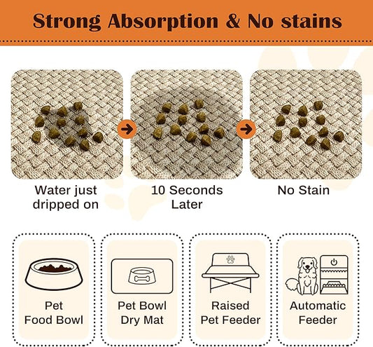 Pet Feeding Mat for Floors Waterproof Dog Mat for Food and Water Absorbent Quick Dry Non Slip mat for Cat Bowls