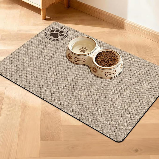 Pet Feeding Mat for Floors Waterproof Dog Mat for Food and Water Absorbent Quick Dry Non Slip mat for Cat Bowls
