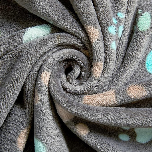 Allisandro 350 GSM-Super Soft and Premium Flannel Fleece Pet Dog Blanket, The Cute Print Design Washable Fluffy Blanket for Extra Large Puppy Cat Kitten Indoor or Outdoor, Grey, 80 x 64 Inches