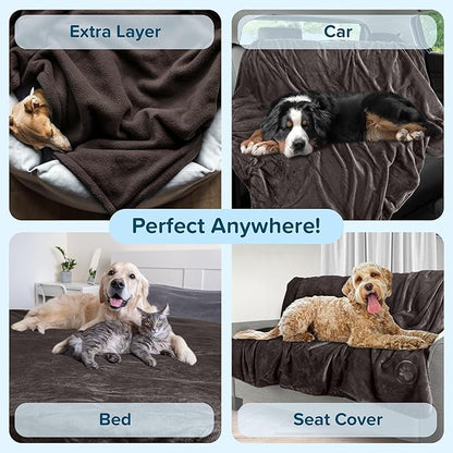 PETMAKER Dog Blanket - 60x80in Reversible Sherpa Blanket - Throw Blankets for Bed, Couch, or Car - Machine Washable Puppy Essentials (Charcoal)