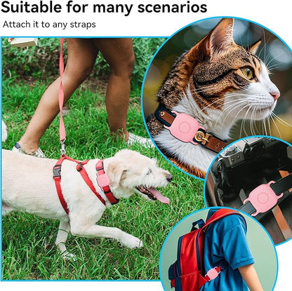 DDJ 2-Pack Dog Collar Holder for Tile Life360 Mate (2024) 2022 Tracker, Waterproof Silicone Cover Full-Body Protective Case for Tile Mate Tracker Cat Collar, Ultra Durable, Scratch Resistant, Pink