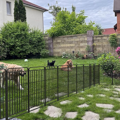 Heavy Duty Dog Playpen: 24 Steel Panels 47" Height, Square Steel Pipe with Reinforced Crossbars, 54FT 227 Sq.ft Portable Fence for Yard RV Camping, Snowy Black