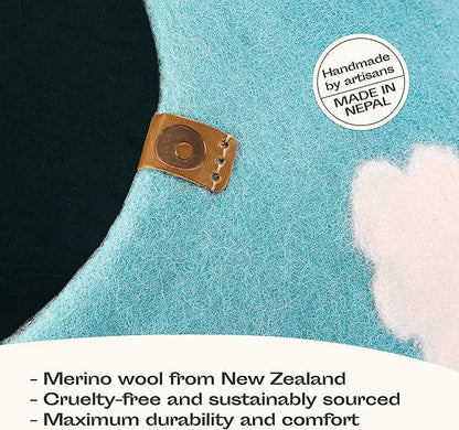 MEOWFIA Cat Cave – Premium Felt Cat Bed for Indoor Cats, Handmade Merino Wool (Cloud Nap Blue, Medium)