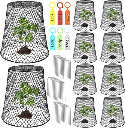 10 Pcs 9"×9" (Multiple Sizes/Quantities Available) Chicken Wire Plant Protectors from Animals, Plant Cage Garden Cloche to Protect Plants Vegetables from Rabbits Squirrels Chicken