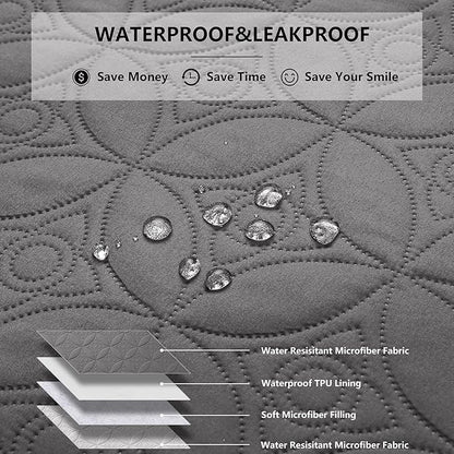 Waterproof Dog Blanket, 30x70 inches Small Pet Couch Covers for Sofa, Chair Bed Furniture Protector from Dogs Washable and Reversible-Lightgrey+Darkgrey