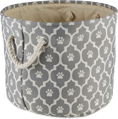 Bone Dry Pet Storage Collection Lattice Paw Print, Gray, Medium Round