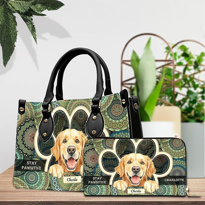 Personalized Pet Mom Leather Handbag – Custom Name Dog Cat Photo Purse, Pet Lover Gifts for Women, Christmas