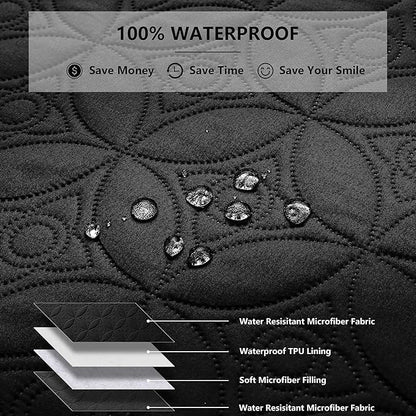 Waterproof Dog Blanket, 30x30 inches Small Pet Couch Covers for Sofa, Chair Bed Furniture Protector from Dogs Washable and Reversible-Black+Darkgrey