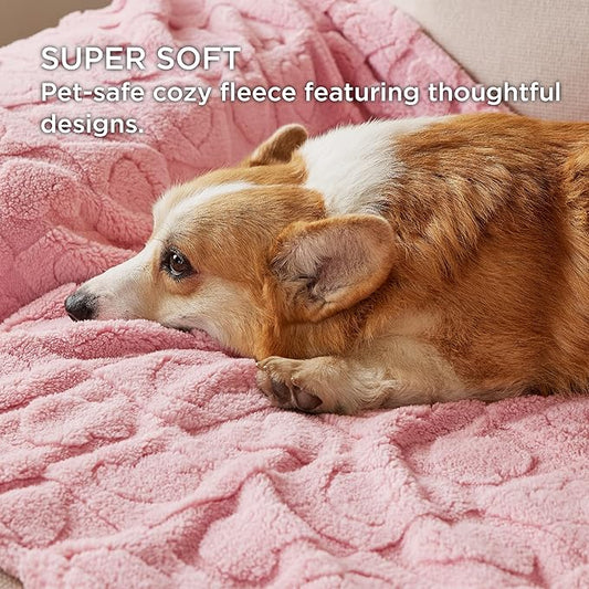Bedsure Dog Blanket for Small Dogs Washable - Fluffy Fuzzy Puppy Cat Blanket with Premium 300GSM Coral Fleece Soft for Pet Kitten Doggy, Pink, 25x35IN