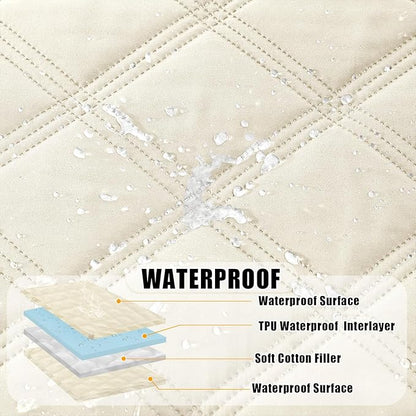 Smiry Waterproof Dog Bed Cover Blanket 30x70, Soft Reversible Pet Blanket, Washable Leakproof Cats Dogs Couch Cover for Sofa, Couch, Furniture, Beige/Beige