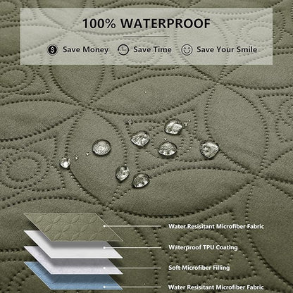 Waterproof Dog Blanket, 52x82 inches Pet Couch Covers for Sofa, Bed Furniture Protector from Dogs Washable and Reversible-Lightblue+Green