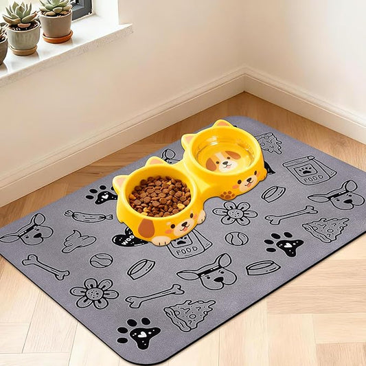 Pet Feeding Mat for Floors Waterproof Dog Mat for Food and Water Absorbent Quick Dry Non Slip mat for Cat Bowls