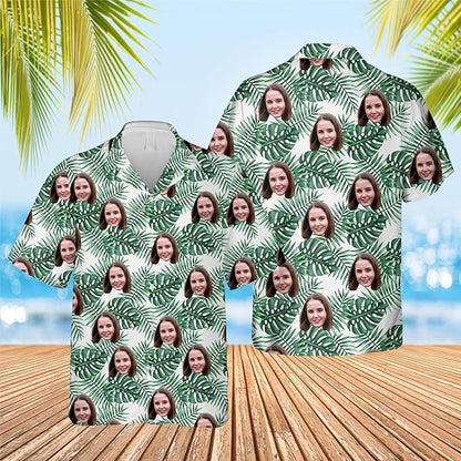 DILYPOD Custom Hawaiian Shirt with Face, Personalized Button Down Hawaiian Shirts for Men, Women, Photo Hawaiians Shirt