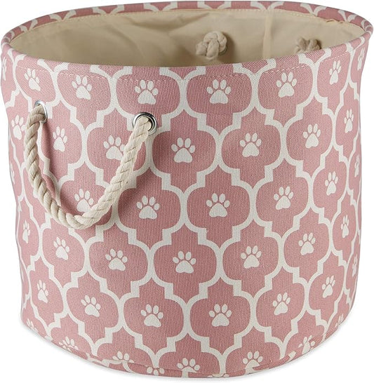 Bone Dry 6192 Pet Storage Collection Lattice Paw Print, Medium Round, Rose