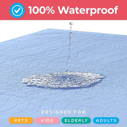 Utopia Bedding Washable Underpads 24" x 36" (Pack of 4), Waterproof Reusable Heavy Absorbency Incontinence Bed Pads for Adults, Kids, Elderly and Pets, Bedwetting Pads for Sofa and Couch (Blue)