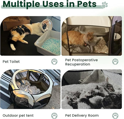 Love's cabin Pet Puppy Dog Playpen, Large Dog Tent Crates Cage Indoor/Outdoor, Portable Playpen for Cat, Foldable Pop Up Dog Kennel Playpen with Carring Case, Removable Zipper Top, Brown