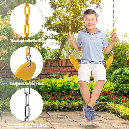 Sunnyglade 2PCS Swings Seats Heavy Duty with 66" Chain, Playground Swing Set Accessories Replacement with Snap Hooks, Support 250lb (2, Yellow)