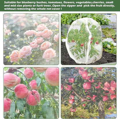 8 x 6.6ft Large Fruits Tree Netting, Garden Mesh Insect Tree Cover with Zipper Drawstring Bird Barrier Net Plant Bags Blueberry Bushes Protection Plant Cover for Prevent Animals Deer Squirrel Bug