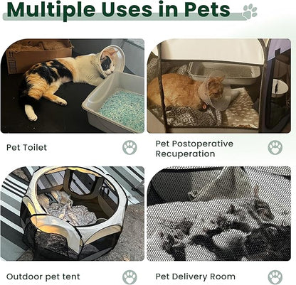 Love's cabin Pet Puppy Dog Playpen, Small Dog Tent Crates Cage Indoor/Outdoor, Portable Playpen for Cat, Foldable Pop Up Dog Kennel Playpen with Carring Case, Removable Zipper Top, Dark Grey