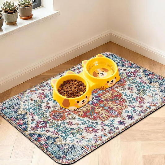 Pet Feeding Mat for Floors Waterproof Dog Mat for Food and Water Absorbent Quick Dry Non Slip mat for Cat Bowls
