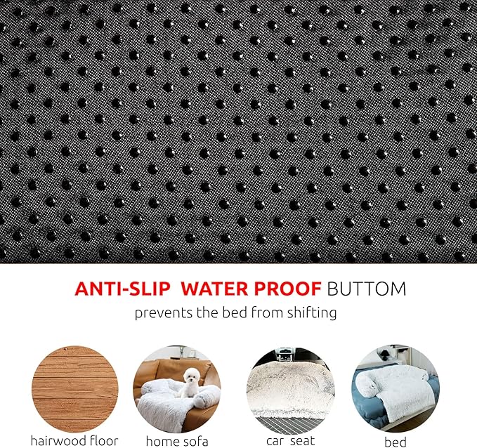 HACHIKITTY Calming Pet Sofa Bed Mat, Washable Plush Couch Cover for Dogs & Cats, Furniture Protector with Anti-Slip Bottom (30"x 27"x 6", Gray)