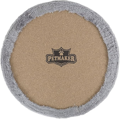 20.5-Inch Cat Condo - 2 Story Cat House with Sisal Scratch Pad, Barrel Shaped Pet House Covered in Soft Fabric by PETMAKER (Gray)