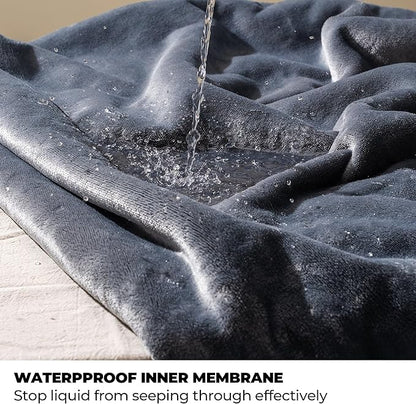 Sunheir Waterproof Blanket for Bed & Couch, Reversible Soft Sherpa Fleece Flannel Throw 60"x80", Leakproof Spill-Proof Dog Pet Blanket, Furniture & Sofa Protector, Camping, Travel, Twin, Grey