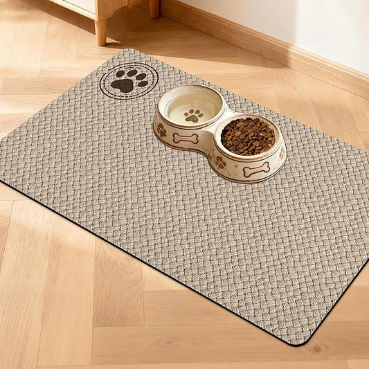 Pet Feeding Mat for Floors Waterproof Dog Mat for Food and Water Absorbent Quick Dry Non Slip mat for Cat Bowls
