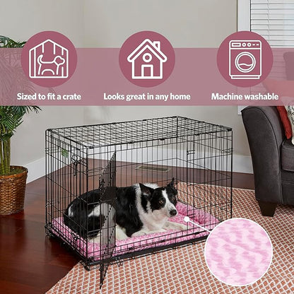 MidWest Homes for Pets QuietTime Fashion Dog Bed – Pink Faux Fur Bolster, Ultra-Soft and Machine Washable, Fits 36-Inch Crates and Carriers, for Medium to Large Breed Dogs