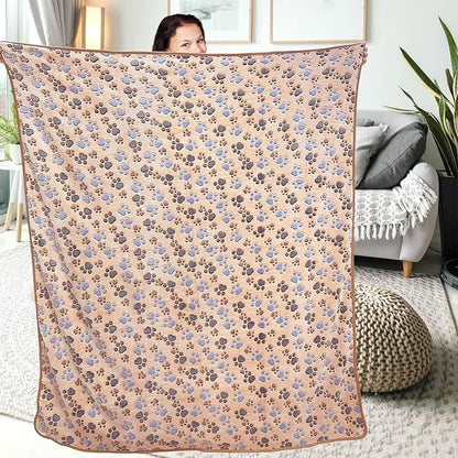 Dog Blankets for Large Dogs, 3 Pcs Dog Blanket Washable, Soft Fluffy Flannel Pet Blanket Mat Cover for Bed Couch, Cute Print Puppy Blanket 60" x 50"