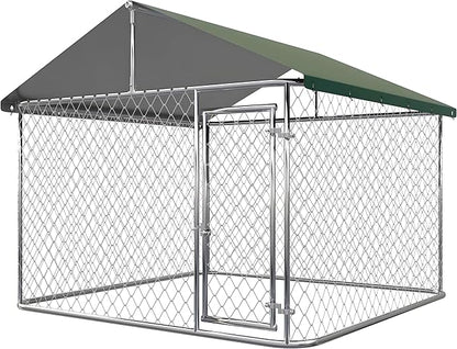 Heavy Duty 80" Outdoor Dog Kennel with Waterproof Roof - Escape-Proof Galvanized Steel Enclosure & Secure Safety Lock for Large Dogs, Backyard Weather-Resistant Playpen
