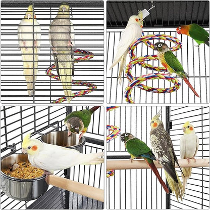 Yaheetech 61-inch Playtop Wrought Iron Large Parrot Bird Cages with Rolling Stand for Cockatiels Amazon Parrot Quaker Conure Parakeet Lovebird Finch Canary Small Medium Parrot Cage Birdcage, Black