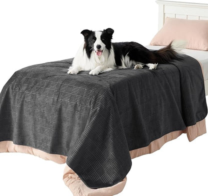 Bedsure Waterproof Bed Cover for Dogs Washable - Waterproof Blanket for Twin Bed Couch Sofa Cozy, Lightweight Furniture Protector for Pet Cat Quick Drying, Charcoal, 68x82IN