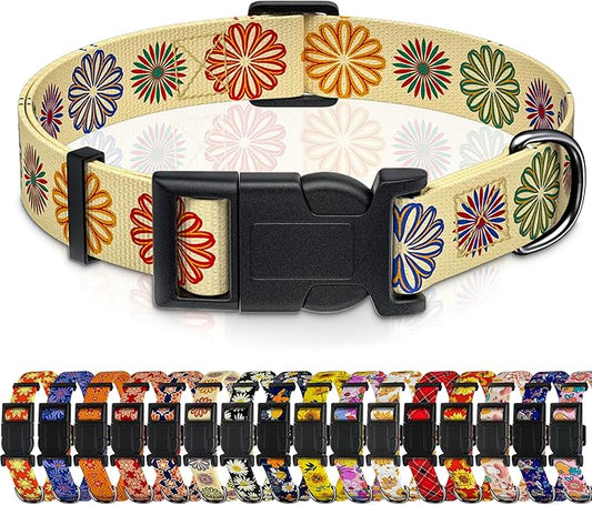Dog Collar, Classical Indian Spirit Boys Girls Puppy Collar for Small Medium Large Dogs, Adjustable Soft Indian Pet Collar with Safety Buckle for Male Females(Beige,S)