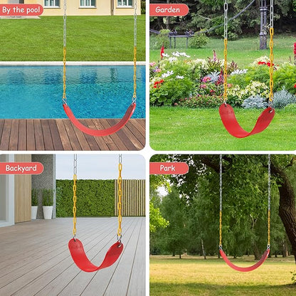 Sunnyglade 8PCS Swings Seats Heavy Duty with 66" Chain, Playground Swing Set Accessories Replacement with Snap Hooks, Support 250lb (8, Red)