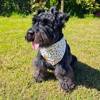 Birthday Dog Bandanas Medium Large, Colorful Sprinkle Stripes, Reversible Soft Breathable Adjustable Scarf for Small Medium Large Dogs Boy Girl Party Outfit Accessory FW2