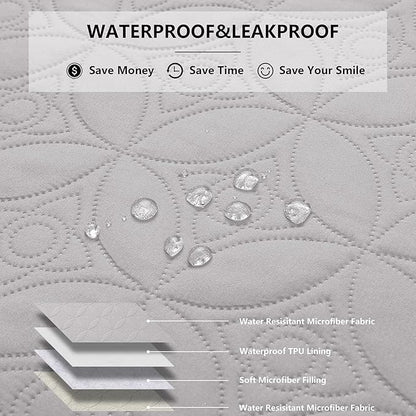 Waterproof Dog Blanket, 40x50 inches Pet Couch Covers for Sofa, Bed Furniture Protector from Dogs Washable and Reversible-Lightgrey+Cream