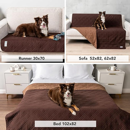 PetAmi Waterproof Bed Cover for Dogs, Waterproof Pet Blanket Couch Cover, Reversible Furniture Cover Sofa Protector for Pet Cat Bed, Washable Waterproof Blanket Dog Cover for Couch Seat, 102x82 Brown
