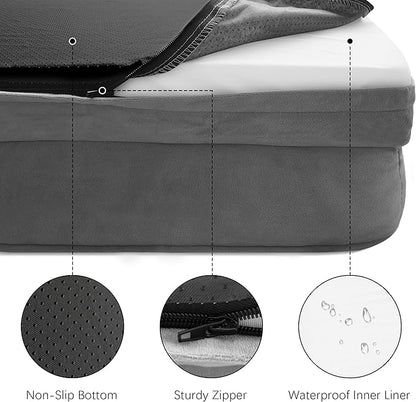 Orthopedic Dog Bed with Sides - Dog Sofa Beds for Extra Large Dogs, Supportive Foam Pet Couch Bed with Washable Removable Cover, Waterproof Lining and Non-Slip Bottom, Grey - XL-Plus