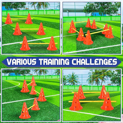 10 Sets Dog Agility Hurdle Cone Set 20 Pcs Exercise Cones with 10 Pcs Rods Adjustable Obstacle Portable Agility Training Equipment Canine Pole(Orange and Yellow)