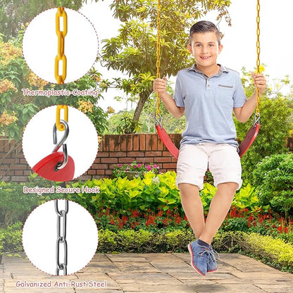 Sunnyglade 2PCS Swings Seats Heavy Duty with 66" Chain, Playground Swing Set Accessories Replacement with Snap Hooks, Support 250lb (2, Red)