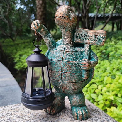 Turtle Garden Statue Outdoor Décor with Solar Lights Lantern,Turtle Solar Light Figurines Outside Decorations for Yard，Lawn ,Patio, Balcony, Unique Housewarming Gifts