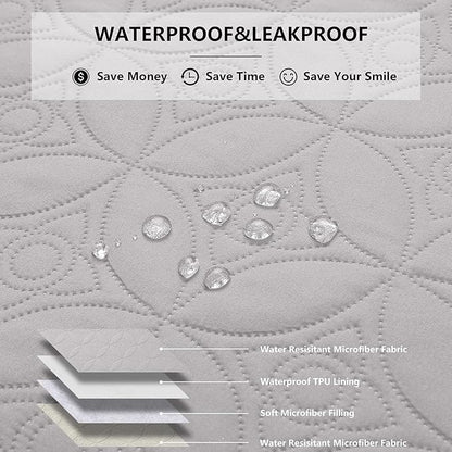 Waterproof Dog Blanket, 52x82 inches Pet Couch Covers for Sofa, Bed Furniture Protector from Dogs Washable and Reversible-Lightgrey+Cream