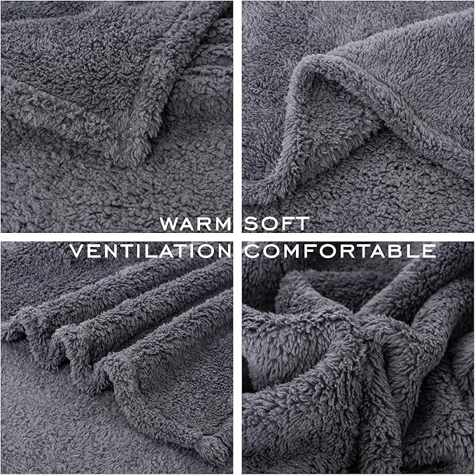 2 Blankets, Dog Cat Pet Blanket, Soft Warm Fleece, for Puppy, Small Dogs or Kitten, Cats, Plush Fuzzy Blanket for Bed, Sofa, Travel (60" x 40", 2/Pack, Dark Gray+Navy Blue)