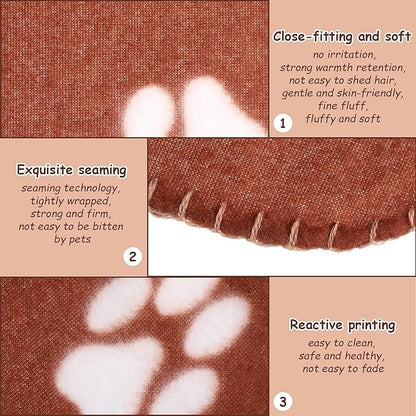 Tatuo 10 Pieces Pet Blankets with Paw Print Dog Cat Fleece Blankets Soft Warm Sleep Mat Pad Bed Cover for Kitten Puppy and Other Small Animals, 24 x 28 Inch(Vibrant Color)