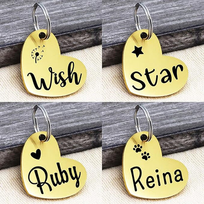 Ultra Joys Custom Personalized Dog ID Tag - Brushed Stainless Steel Heart, Large