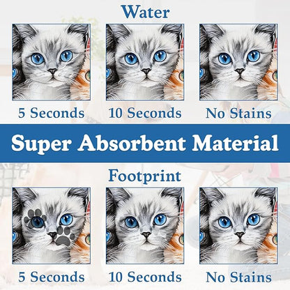 Cute Cats Pet Food Mat for Cats and Dogs–Christmas Stocking Absorbent Quick Dry Feeding Placemat, Non Slip Rubber Base, Waterproof Bowl Mat for Indoor Use, Pet Supplies 16"x24"