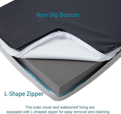 Orthopedic Memory Foam Dog Bed, Cooling Dog Beds for Medium Dogs -Waterproof Pet Bed for Crate with Removable Washable Cover, M(29inch,45Lbs)